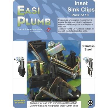 Easiplumb Pk/10 Inset Sink Clips - Plastic Barb