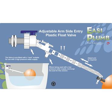 Easiplumb 1/2" Side Entry Adjustable Arm Float Valve