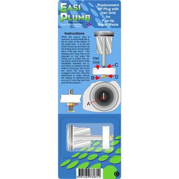 Easiplumb Replacement Heavy Plug c/w Hair Grid for Pop Up Waste