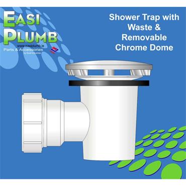 Easiplumb 11/2" Combined Shower Trap with Waste & Removable Grid Chrome