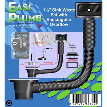 Easiplumb 11/2" PVC Sink Waste Set (Rect. Overflow)