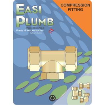 Easiplumb 1/2" Brass Compression Equal Tee c/w 1/2" F.I. Branch