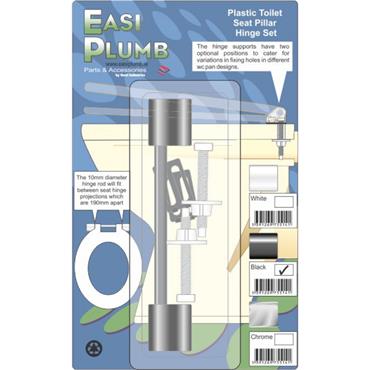 Easiplumb Replacement Plastic Bar Toilet Seat Hinge Set - Black