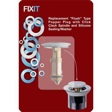 Easiplumb Replacement “Flush” Type Popper Plug
with Click Clack Spindle and Silicone 
Sealing Washer