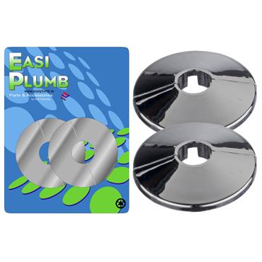 Easiplumb Pk/2 16mm Chrome Plated 2 Piece Pipe Hole Trims