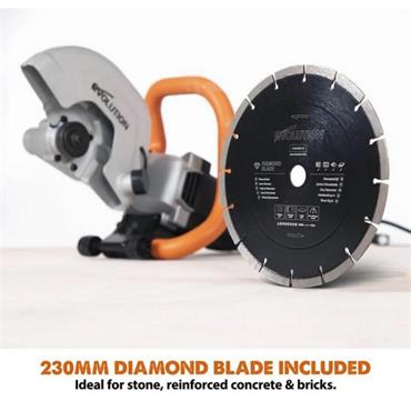 Evolution R230DCT 230mm 9" Electric Disc Cutter With Diamond Blade 240V