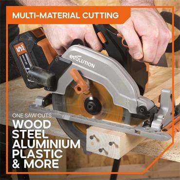 Evolution R165CCS-LI 165mm Circular Saw 18v Li-Ion EXT Inc Multi-Material Blade (1 x 4Ah)