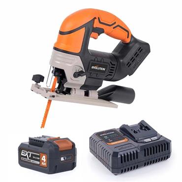 Evolution R90JGS-LI Jigsaw 18v Li-Ion EXT Inc Multi-Material Blades (1 x 4Ah)