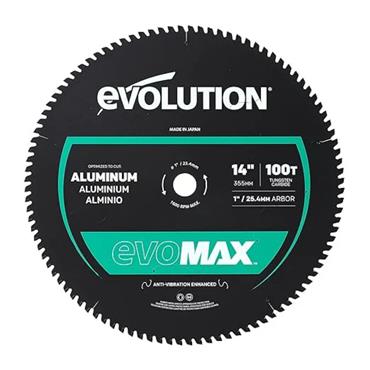 Evolution A355TCT-100CSMAX Evomax 355mm 100 Tooth Cermet Carbide  Heavy Duty Aluminium Blade