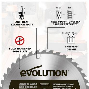 Evolution GW255TCT-40 255mm General Wood Blade 40T