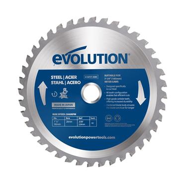 Evolution M185TCT-40MS 185mm Mild Steel Cutting 40T TCT Mitre & Chop Saw Blade