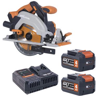 Evolution R185CCX-Li 18v 185mm Track Compatible Brushless Circ Saw (2x4Ah)