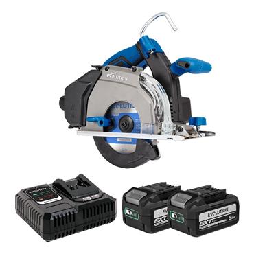 Evolution S165CCS-Li 165mm Cordless Metal Cutting Circular Saw with Thin Kerf Blade(2x5Ah)