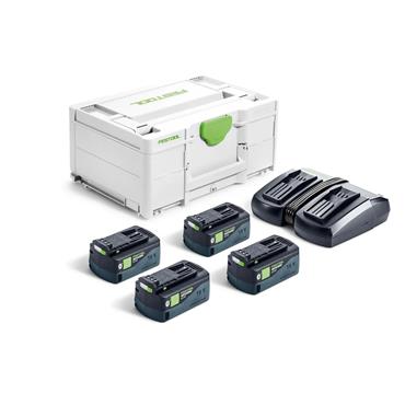 Festool 18v Energy Set - 4 x 5.0ah High Power Batteries. Double Charger and Systainer