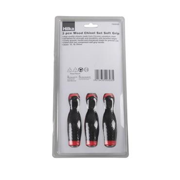 Hilka 3 Piece Wood Chisel Set With Soft Grips 72030103