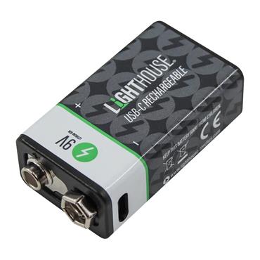 Lighthouse L/HBATUSB9V 9V Li-Ion Batteries USB-C Rechargeable (2 Pack)