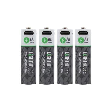Lighthouse L/HBATUSBAA AA Li-Ion Batteries USB-C Rechargeable (4 Pack)