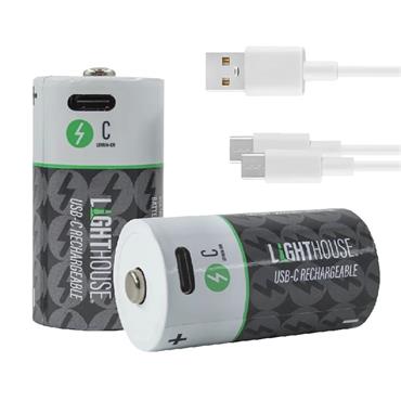 Lighthouse L/HBATUSBC C Type Li-Ion Batteries USB-C Rechargeable (2 Pack)