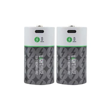 Lighthouse L/HBATUSBD D Type Li-Ion Batteries USB-C Rechargeable (2 Pack)
