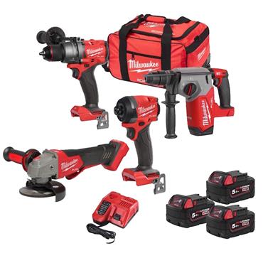 Milwaukee M18FPP4A-503B 18V 4 Piece FUEL Powerpack Kit (3x5Ah)