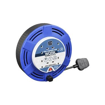 Masterplug MCT1010-4BL-MP 4 Skt 10m 10a Med Cassette Reel Blue