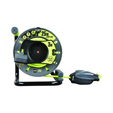 Masterplug OMU2513FL3IP-PX Outdoor Reverse Open Cable Reel 240v 25m +3m