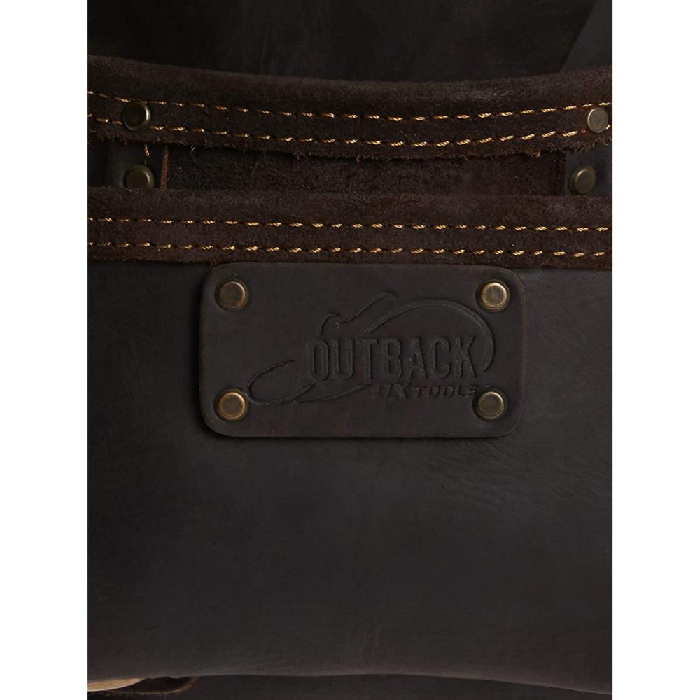 OX Tools 10-Pocket Oil-Tanned Leather Tool Pouch - Heavy Duty Carpenter Tool Bag With Hammer Loop