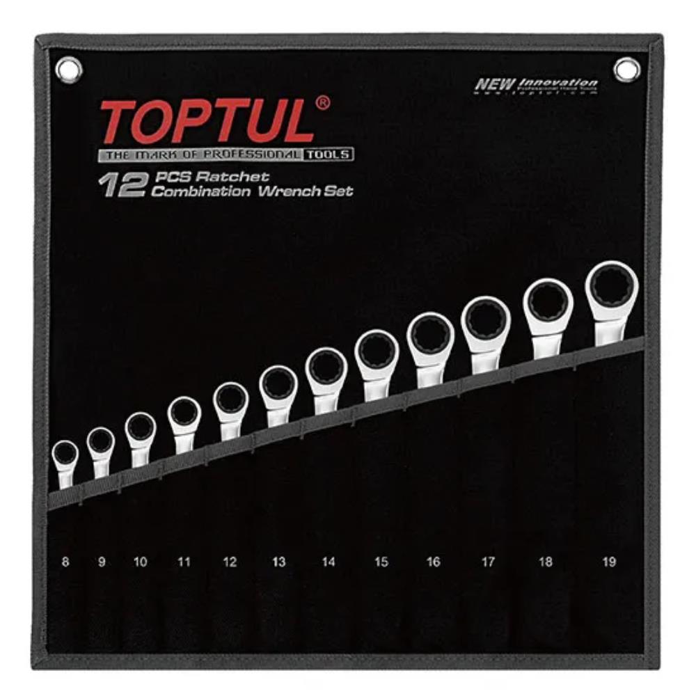 Toptul Ratchet Combination Spanner Set 12Pc 819mm Toolfix Dundalk
