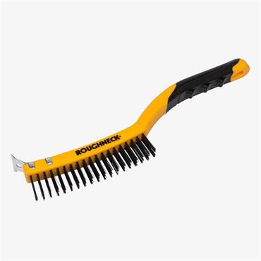 Roughneck Carbon Steel Wire Brush with Scraper 355mm (14in) - 3 Row 52-030