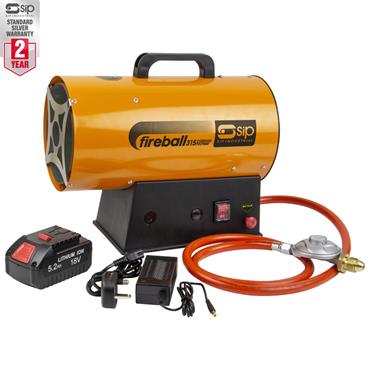 Sip Fireball 350 Cordless Propane Heater 34,128BTU (1 x 5.2Ah Battery)