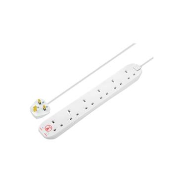 Masterplug SRG6210N-MP 6 Skt 2m 13a Srg Ext Lead White