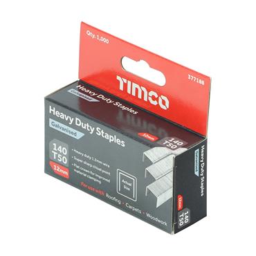 Timco Heavy Duty Chisel Point Galvanised Staples (12mm) - 377188 BOX OF 5000