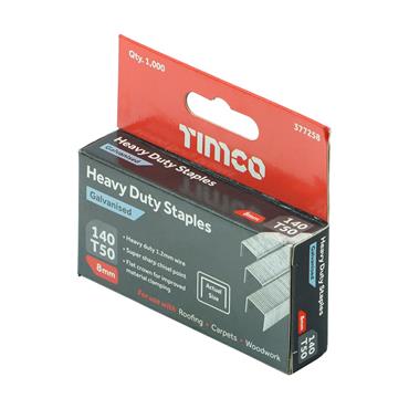 Timco Heavy Duty Chisel Point Galvanised Staples (8mm) - 377258 BOX OF 1000