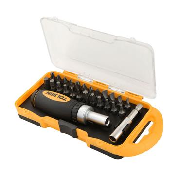 Tolsen 26Pcs Ratchet Screwdriver & Bit Set 20034