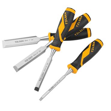Tolsen Chisel Set Wood 4 pc TPR Handle 6-13-19-25mm 25384