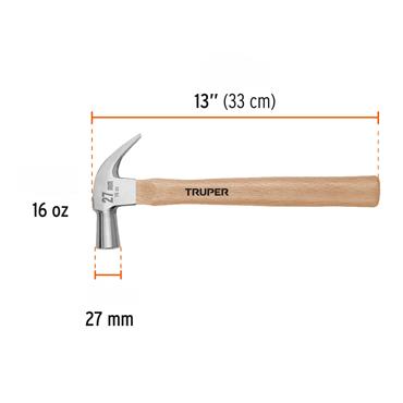 Truper 16oz wooden claw hammer