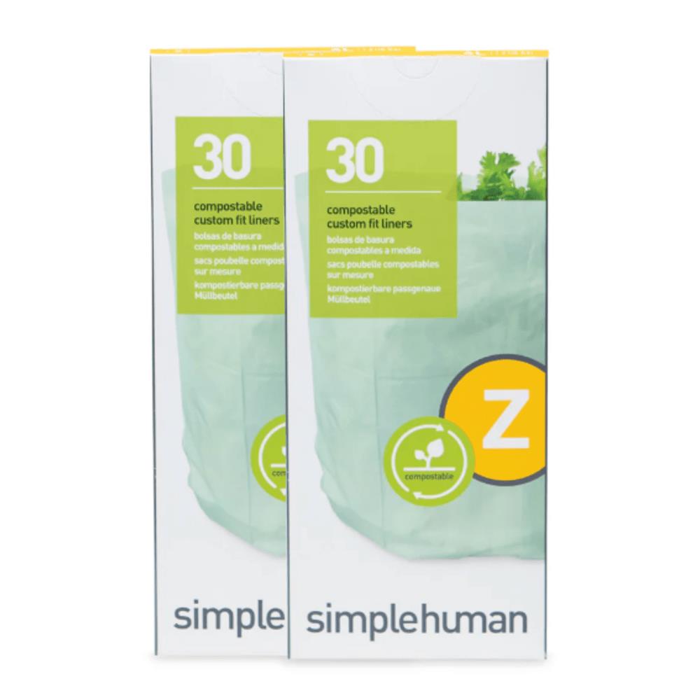 SimpleHuman Code Z, pack of 30, Green PVOH plastic. 4L capacity ...