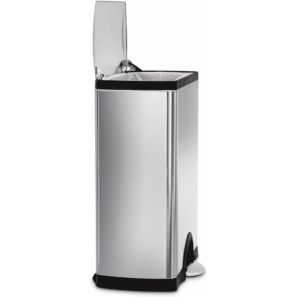 Simple Human Rectangular Steel Bin 50L Pedal Operated Brushed Stainless