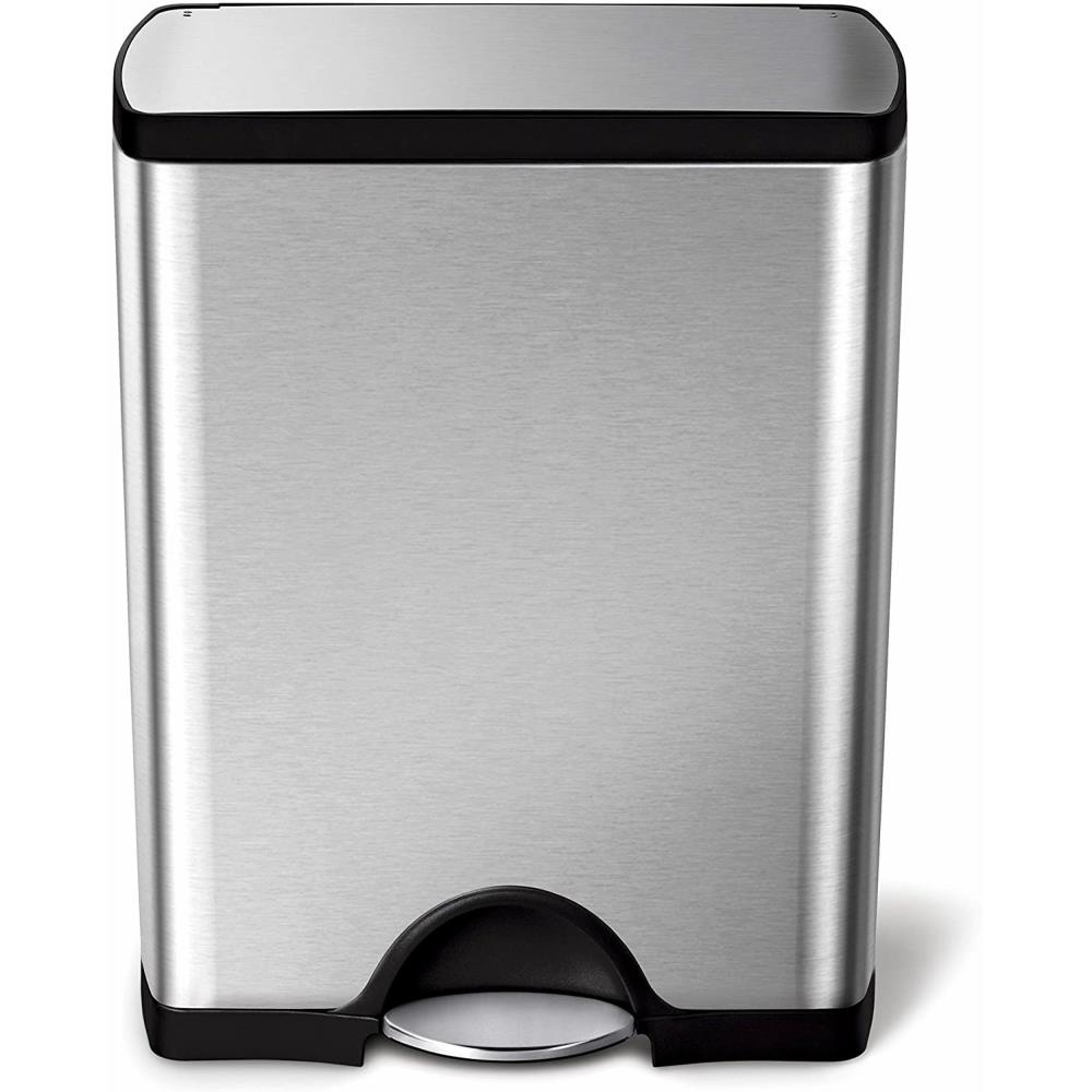 Simple Human Rectangular Steel Bin 50L Pedal Operated Brushed Stainless