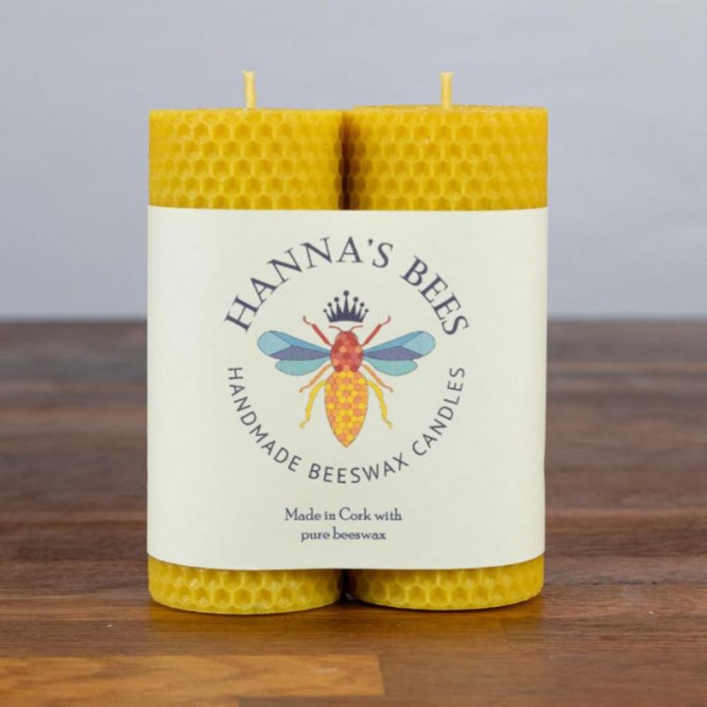 Hanna's Beeswax Products Pair of Small Beeswax Candles ecostore.ie