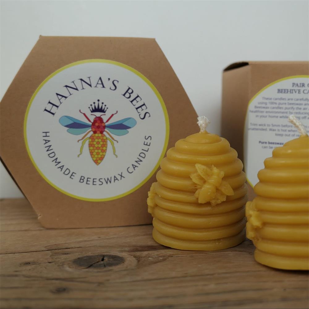 Hanna's Beeswax Products Pair of Handmade Beeswax Beehive Candles