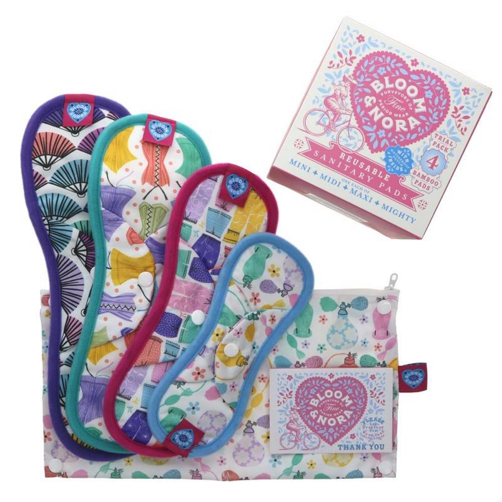 Bloom & Nora Reusable Sanitary pads Trial Pack ecostore.ie Ireland