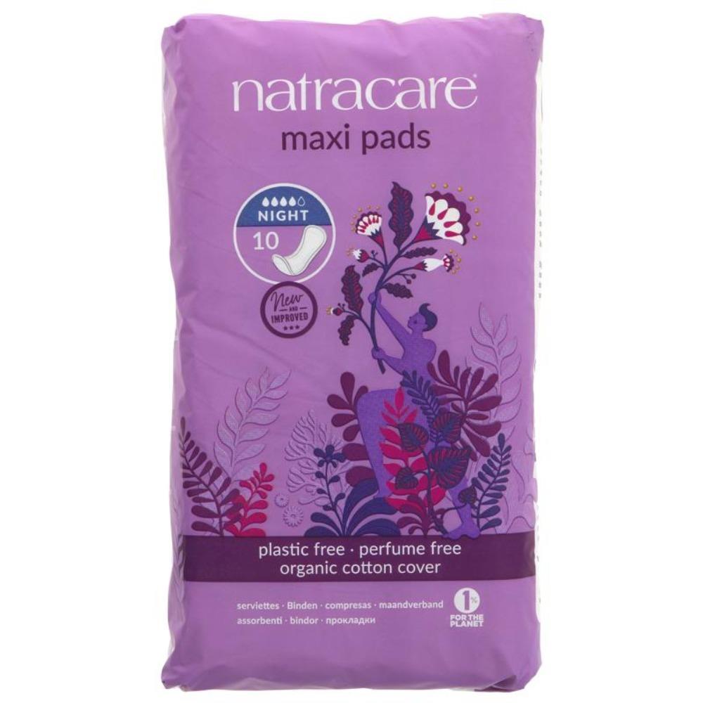 Natracare Maxi Pads Night Time 10 Pack ecostore.ie Ireland