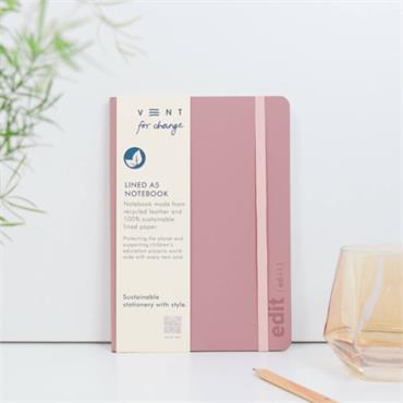 A5 Recycled Leather Notebook Powder Pink