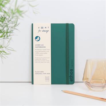 A5 Recycled Leather Notebook Emerald Green