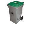 Araven 80 Litre Grey Bin On Wheels Green Lid