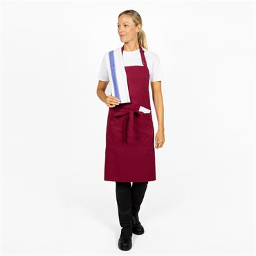 Dennys Bib Apron Claret With Pocket