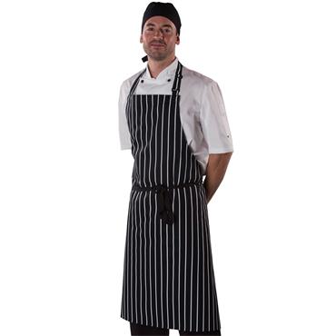 Dennys Bib Apron Cotton Black Striped 36x40