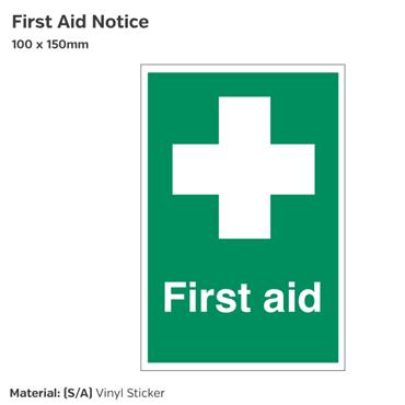 First Aid Text & Symbol Self-Adhesive Sticker