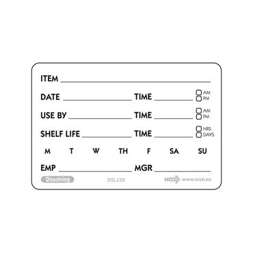 Shelf LIfe Label Disolvable 50x75 each